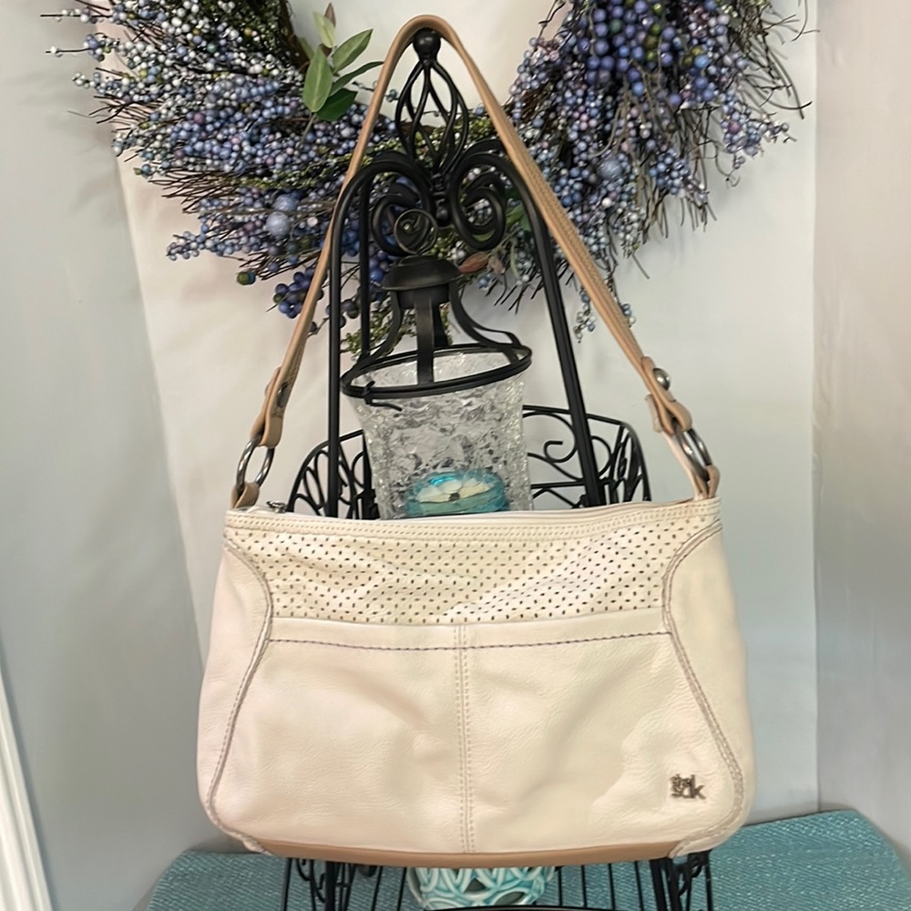The Sak Cream/Tan Leather Purse